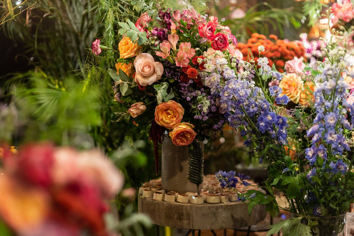 Flowers in event decoration.